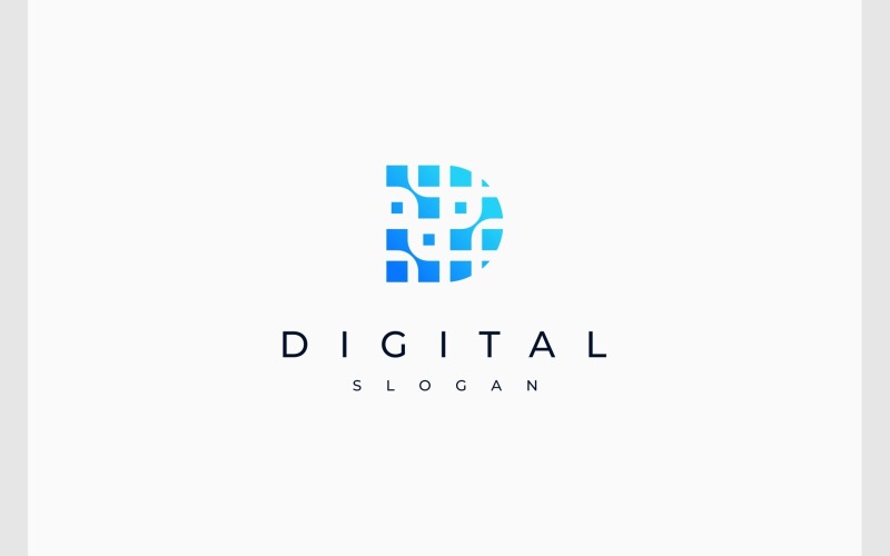 Písmeno D Data Digital Connection Technology Logo