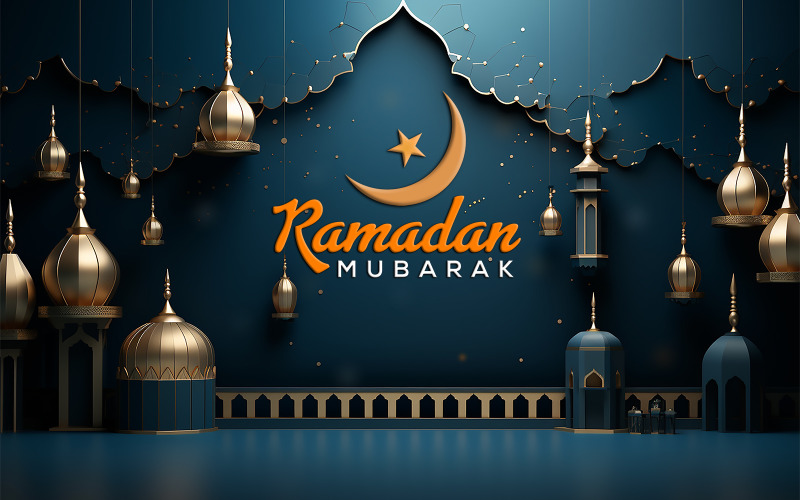 Ramadan Mubarak Wandkunst Illustration | Ramadan-Grußentwurf | islamisches Einladungsdesign
