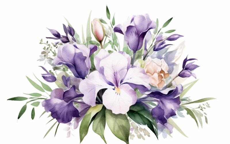 水彩鲜花花束，插图背景 364。