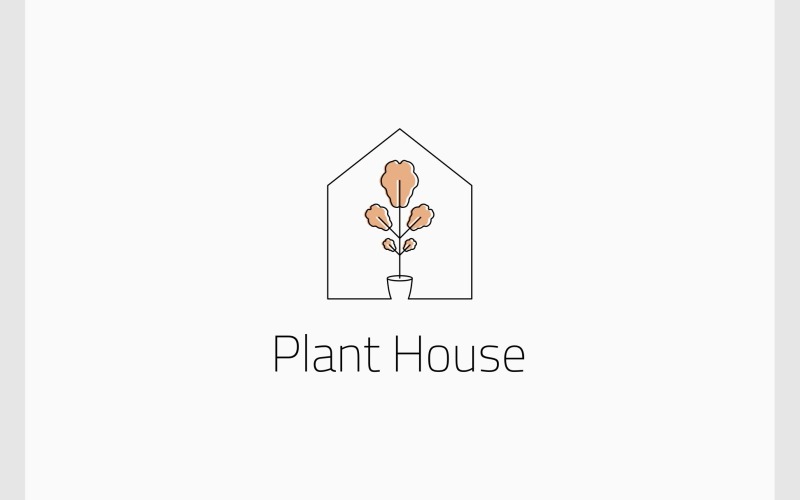 Virágcserepes ház növény logója