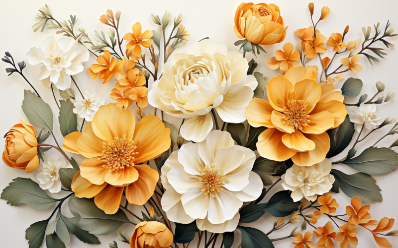Akvarell virágcsokrok, illusztrációs háttér 421