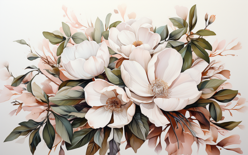 Bouquets de fleurs aquarelles, fond d'illustration 409