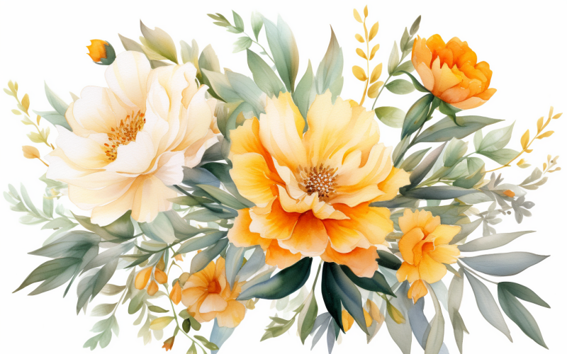 Bouquets de fleurs aquarelles, fond d'illustration 419
