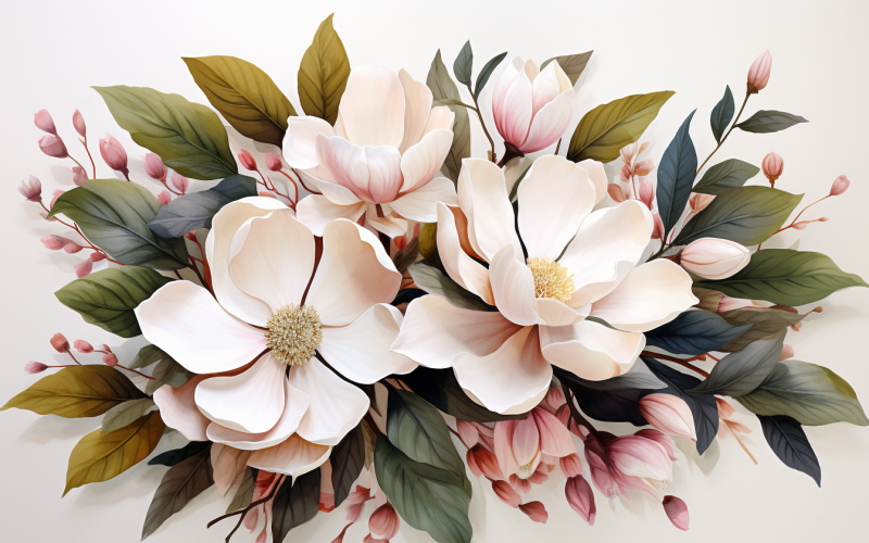 Buquês de flores em aquarela, fundo ilustração 407