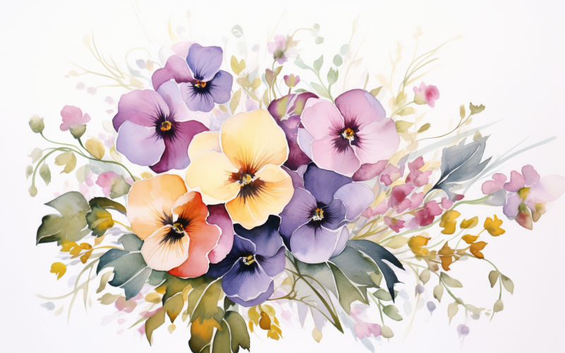 Buquês de flores em aquarela, fundo ilustração 445