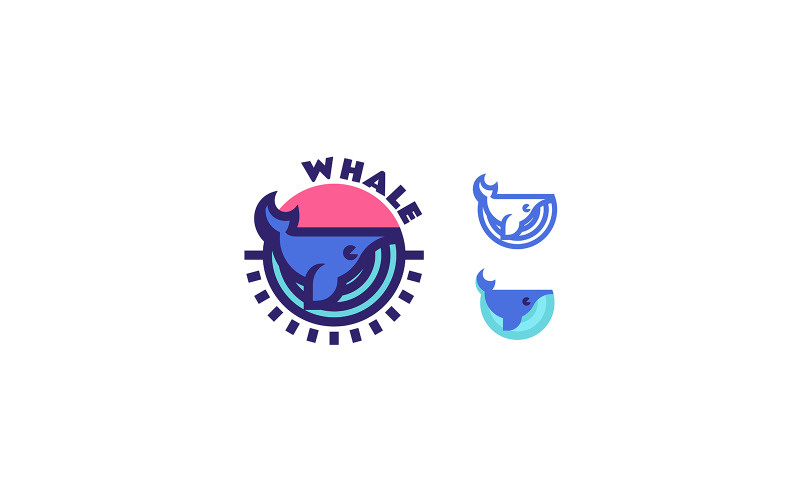 Logotipo de mascota simple ballena 3