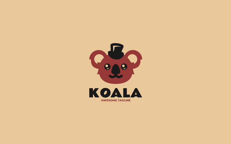 Logotipo moderno plano retro koala