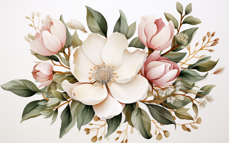 Mazzi di fiori ad acquerello, sfondo dell'illustrazione 410