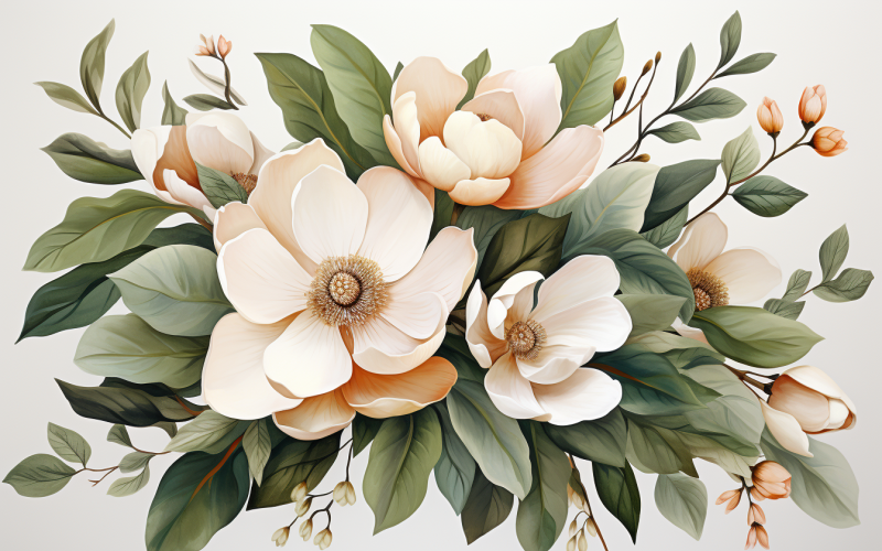 Mazzi di fiori ad acquerello, sfondo dell'illustrazione 411