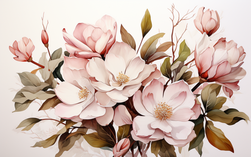 Mazzi di fiori ad acquerello, sfondo dell'illustrazione 412