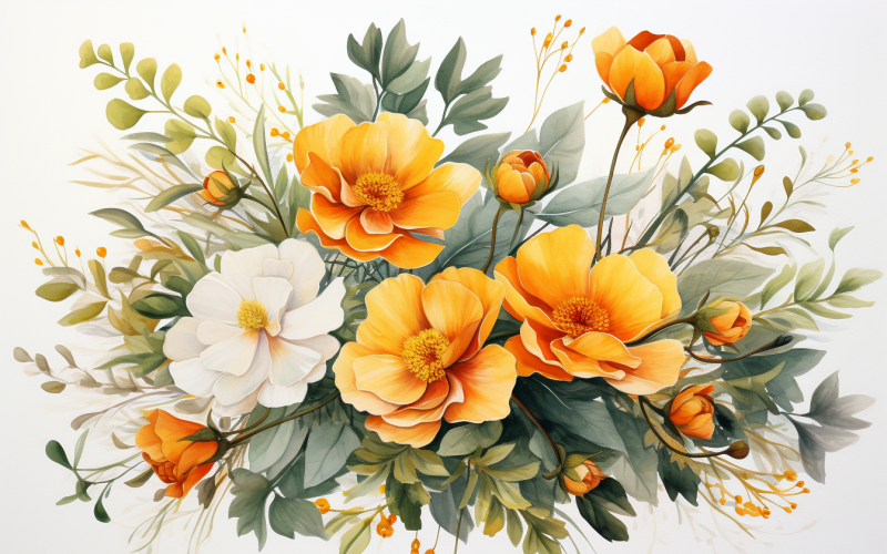 Mazzi di fiori ad acquerello, sfondo dell'illustrazione 417