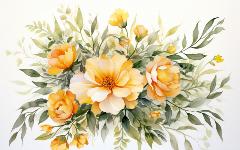 Mazzi di fiori ad acquerello, sfondo dell'illustrazione 418