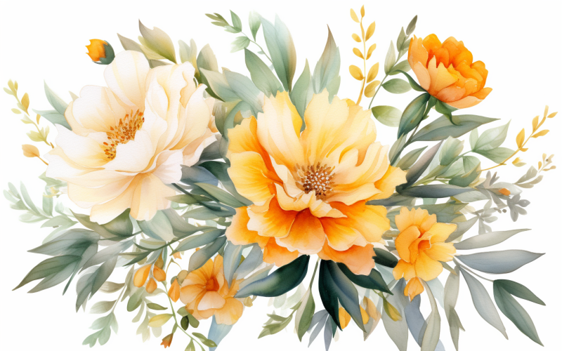 Mazzi di fiori ad acquerello, sfondo dell'illustrazione 419