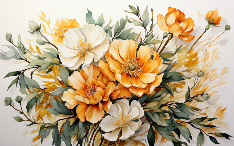 Mazzi di fiori ad acquerello, sfondo dell'illustrazione 423