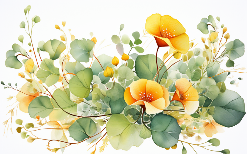 Mazzi di fiori ad acquerello, sfondo dell'illustrazione 425