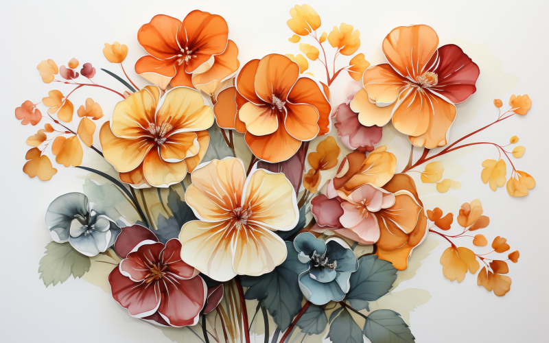 Mazzi di fiori ad acquerello, sfondo dell'illustrazione 428
