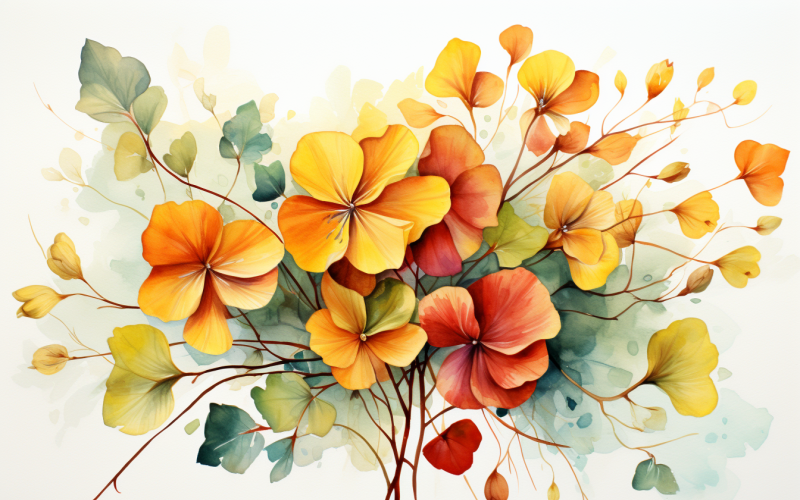 Mazzi di fiori ad acquerello, sfondo dell'illustrazione 434