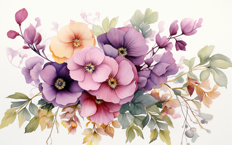 Mazzi di fiori ad acquerello, sfondo dell'illustrazione 440