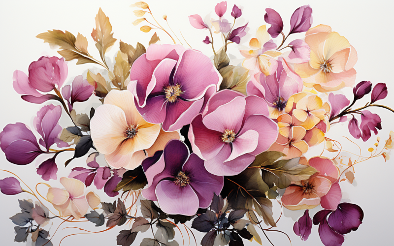 Mazzi di fiori ad acquerello, sfondo dell'illustrazione 442