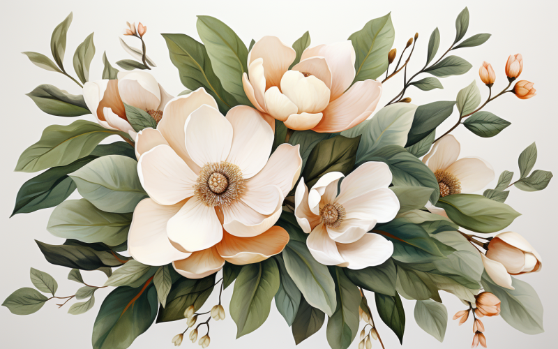 Ramos de flores de acuarela, fondo de ilustración 411