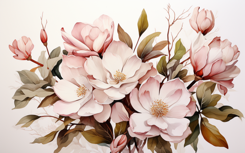 Ramos de flores en acuarela, fondo de ilustración 412