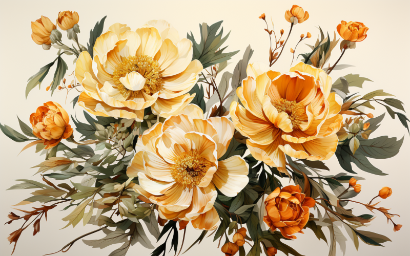 Ramos de flores en acuarela, fondo de ilustración 422