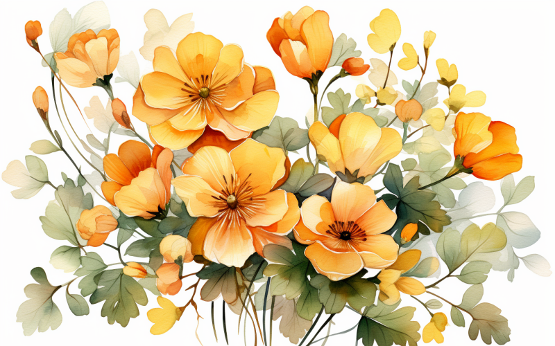 Ramos de flores en acuarela, fondo de ilustración 429