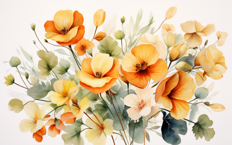 Ramos de flores en acuarela, fondo de ilustración 431