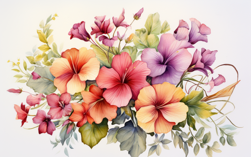 Akvarel Kytice květin, pozadí obrázku 468