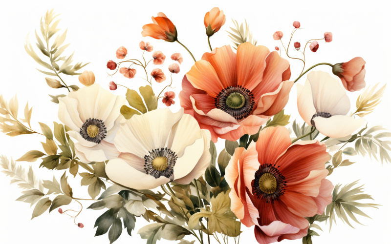 Akvarell blombuketter, illustration bakgrund 471