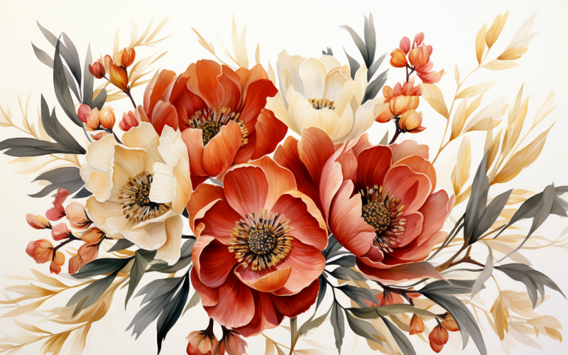 Akvarell blombuketter, illustration bakgrund 473