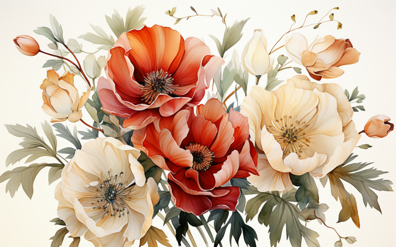 Akvarell blombuketter, illustration bakgrund 477