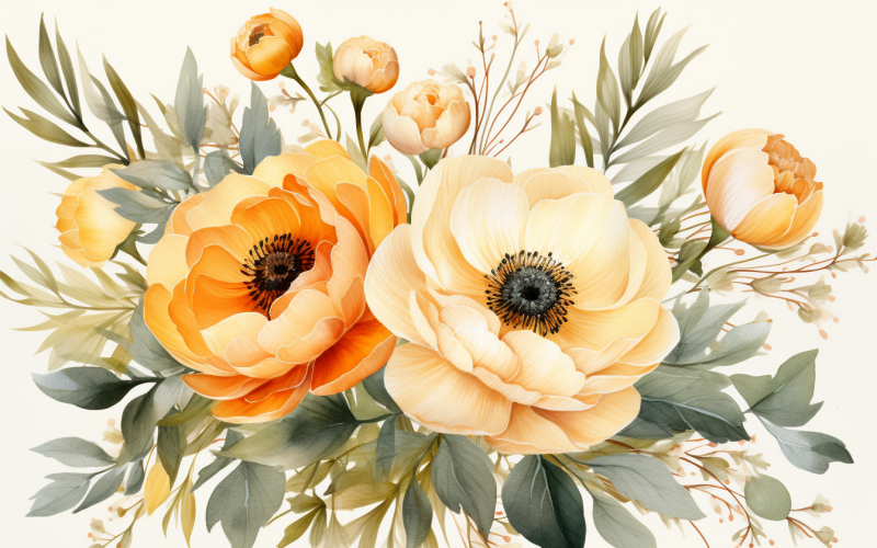 Akvarell blombuketter, illustration bakgrund 482