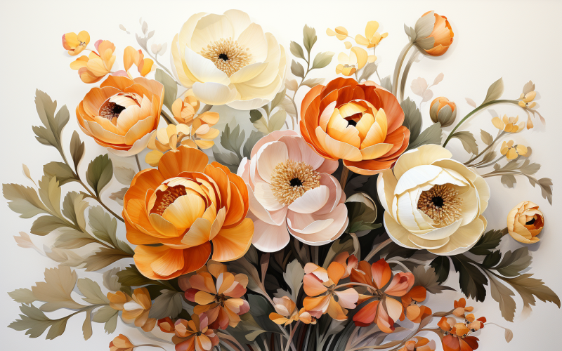 Akvarell virágcsokrok, illusztrációs háttér 480