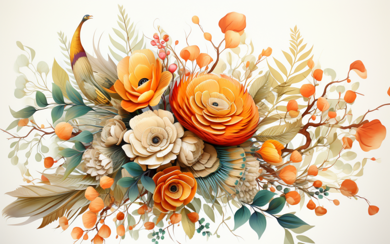 Aquarel bloemen boeketten, afbeelding achtergrond 456