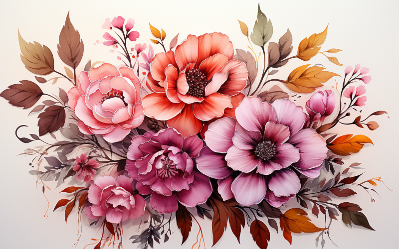 Buquês de flores em aquarela, fundo ilustração 462