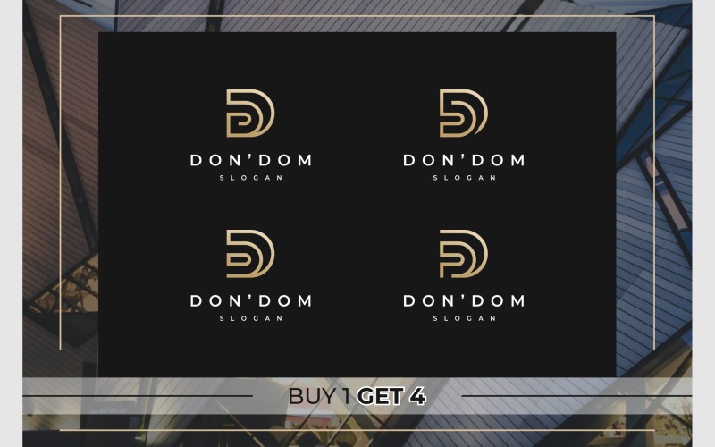 Logo monogramma in oro di lusso con lettera D o DD