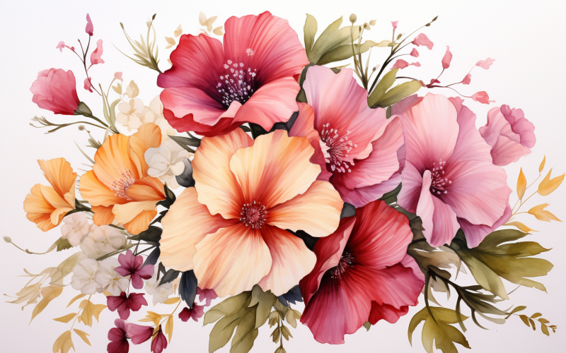 Watercolor Flowers Bouquets, illustration background 460