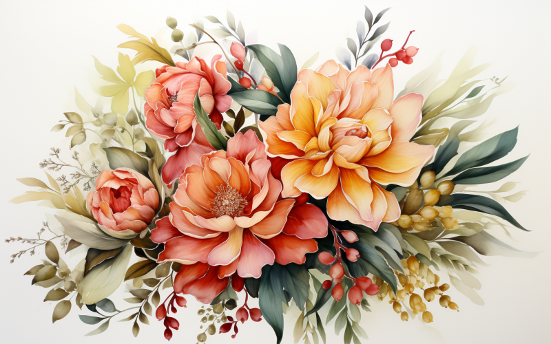 Akvarell blombuketter, illustration bakgrund 531