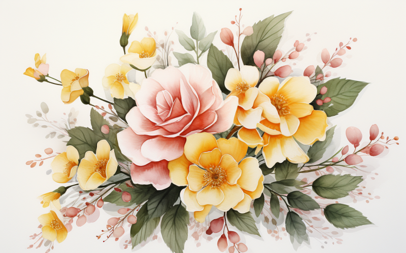 Akvarell blombuketter, illustration bakgrund 532