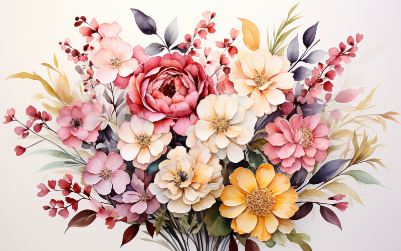 Akvarell blombuketter, illustration bakgrund 565