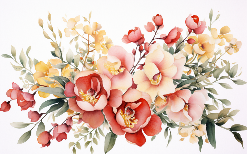 Akvarell virágcsokrok, illusztrációs háttér 535