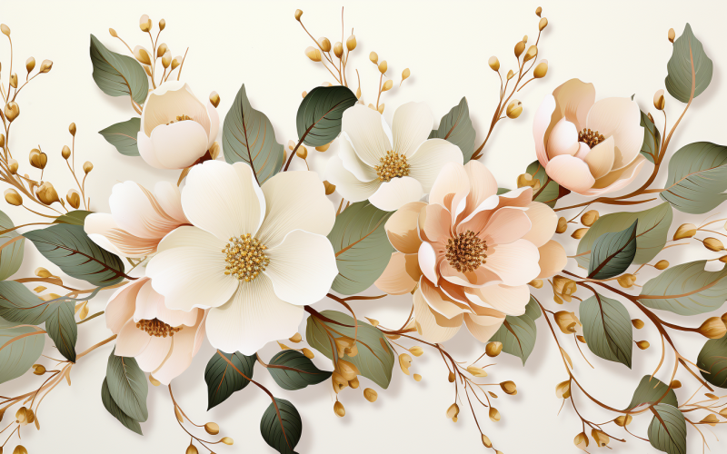 Buquês de flores em aquarela, fundo ilustração 522