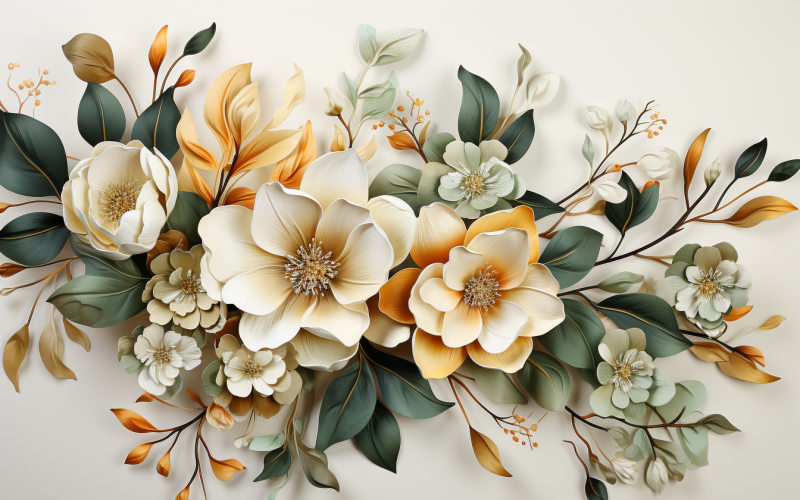 Buquês de flores em aquarela, fundo ilustração 523