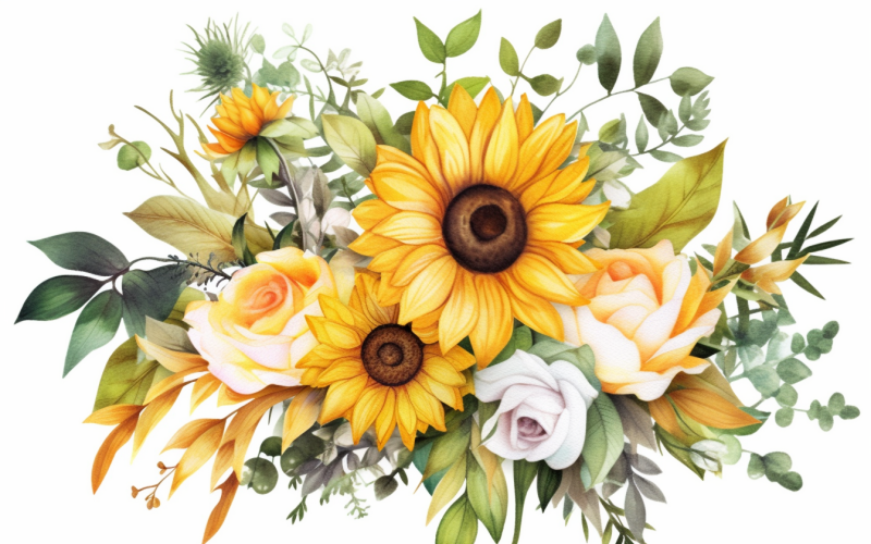 Buquês de flores em aquarela, fundo ilustração 553
