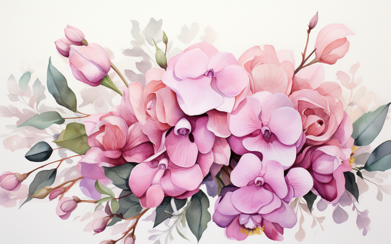 Buquês de flores em aquarela, fundo ilustração 556