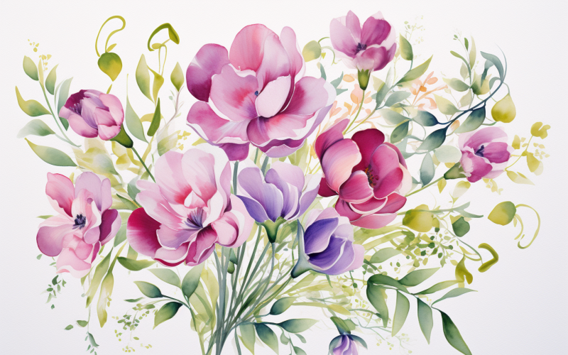 Buquês de flores em aquarela, fundo ilustração 561