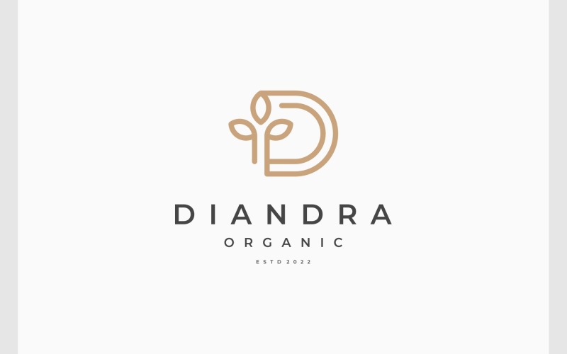 Lettre D Feuille Plante Logo Simple