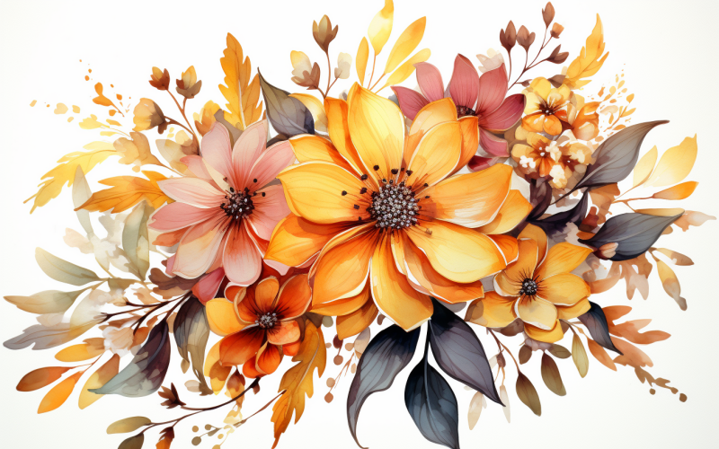 Ramos de flores de acuarela, fondo de ilustración 507