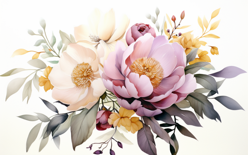 Ramos de flores en acuarela, fondo ilustración 542